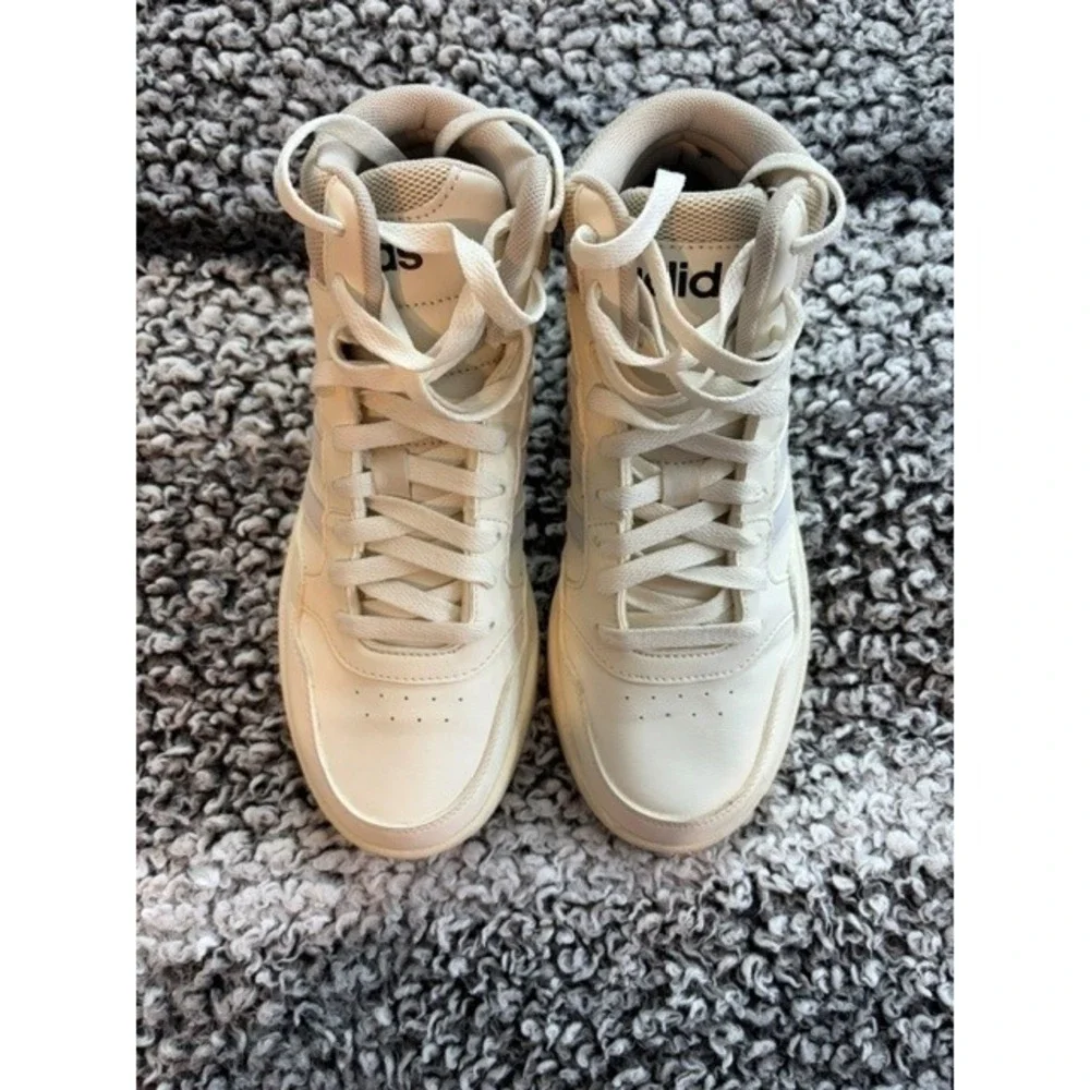 Women's White Adidas Hoops‎ 3.0 Mid Shoes Size 6.5
